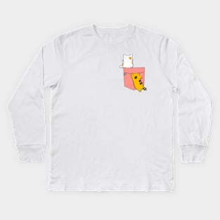 FALLING CAT POUCHIE SHIRT - In Pocket Kids Long Sleeve T-Shirt